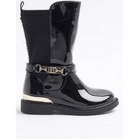 River Island Mini Patent Knee High Boots - Black