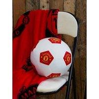 Manchester United Football Shaped Cushion - White/Red