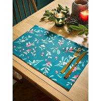 Catherine Lansfield Christmas Holly & Mistletoe Placemats - Set Of 4