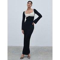 Pretty Lavish Contrast Knit Maxi Dress - Black & Cream