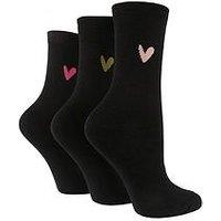 Caroline Gardner 3Pk Plainblack - Lt Pink/Green/Pink Heart