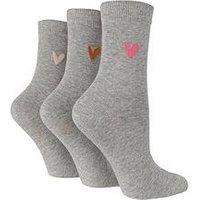 Caroline Gardner 3Pk Plainlt Grey- Pink/Orange/Cream Heart