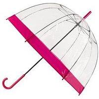 Totes Pvc Dome Umbrella With Pink Border