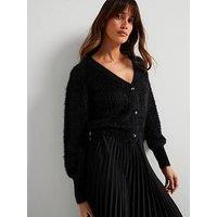 Guess Keyla Long Sleeve V Neck Cardi Sweater - Black