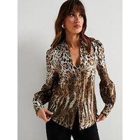 Guess New Long Sleeve Rita Buttons Shirt - Brown