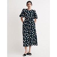 Nobodys Child Puff Sleeve Polka Dot Midi Dress - Black