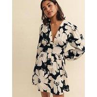 Nobodys Child V Neck Long Sleeve Floral Mini Dress - Multi