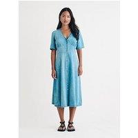 Nobodys Child Button Down Puff Sleeve Midi Dress - Blue