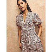 Nobodys Child Button Down Puff Sleeve Midi Dress - Floral - Multi