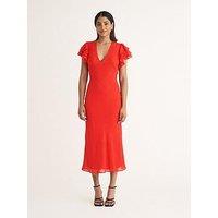 Nobodys Child V Neck Frill Sleeve Midi Dress - Red