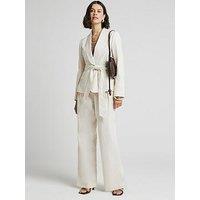 River Island Belted Wide Leg Trouser - Cream