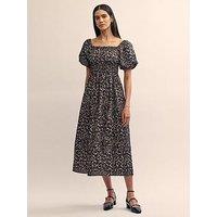 Nobodys Child Leopard Print Puff Sleeve Midi Dress - Multi