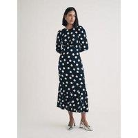 Nobodys Child Long Sleeve Polka Dot Midi Dress - Black