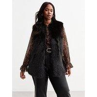 New Look Curves Black Faux Fur Gilet