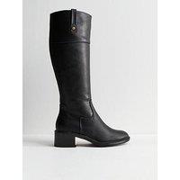 New Look Faux Leather Knee High Boots - Black