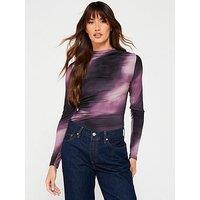 V By Very Ruched Long Sleeve Top - Purple