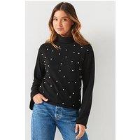 V By Very Pearl Snit Top - Black