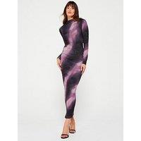 V By Very Ruched Midaxi Dress - Print
