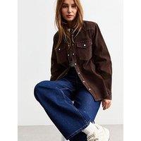 New Look Buttoned Corduroy Overshirt - Brown