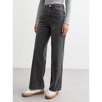 New Look Washed Grey Adalae High-Waist Wide Leg Jeans
