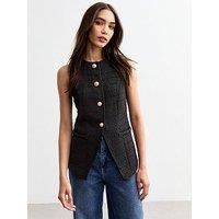 New Look Button Up BouclÉ Waistcoat - Black