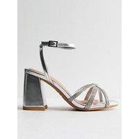 New Look Wide Fit Embellished Strap Sandals - Silver