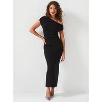 V By Very Off Shoulder Ruched Dress - Black