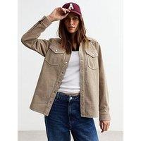 New Look Buttoned Corduroy Overshirt - Brown