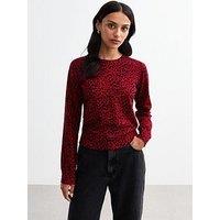 New Look Leopard Fine Knit Jumper - Red/Print
