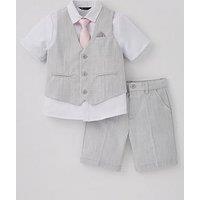 Mini V By Very Boys 4 Piece Waistcoat, Short Sleeve Shirt, Bow Tie And Short Set - Blue
