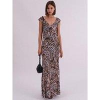 Religion Dawn Maxi Column Dress With Hand-Painted Print - Purple - Multi