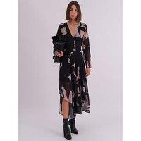 Religion Hanky Hem Midi Dress - Black