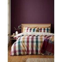 Catherine Lansfield Autumn Check Duvet Set- Single - Plum