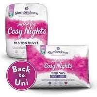 Slumberdown Back To Uni Cosy Nights 10.5 Tog Duvet And 2 Pillows Bundle- King - White