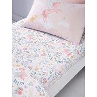 Catherine Lansfield Fairytale Unicorn Fitted Sheets- Single - Pink