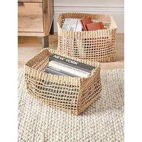 Very Home Set Of 2 Rectangle Paper Rope Baskets - 37/33Cm