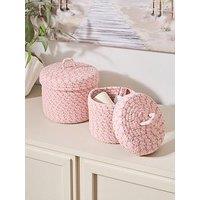 Very Home Set Of 2 Cotton Rope Baskets With Lids