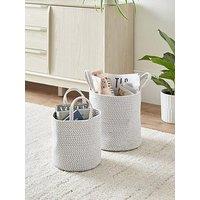 Very Home Set Of 2 Cotton Rope Storage Baskets In White