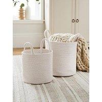 Very Home Set Of 2 Cotton Rope Storage Baskets In Natural