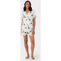 Chelsea Peers Maternity Giraffe Printed Button Up Short Pyjama Set - Off White