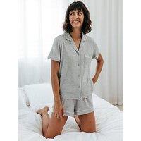 Chelsea Peers Modal Short Button Up Pyjama Set - Grey