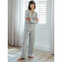 Chelsea Peers Modal Long Button Up Pyjama Set - Grey