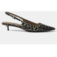 Mint Velvet Leopard Print Kitten Heels - Natural