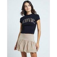 River Island Leopard Print Baby Tee - Black