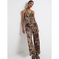 River Island Animal Print Romper - Dark Brown