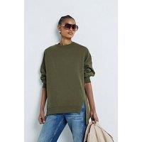 River Island Split Front Sweatshirt - Khaki