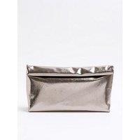 River Island Roll Top Clutch - Silver