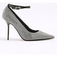 River Island Crystal Pointed Court Shoe - Black