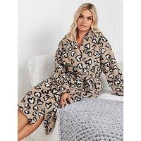 Yours Curve Fluffy Leopard Heart Shawl Robe