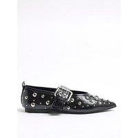 River Island Studded Point Mary Jane - Black